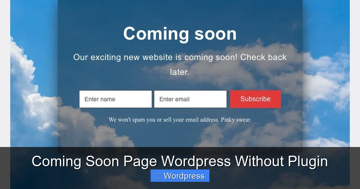 Coming Soon Page WordPress Without Plugin