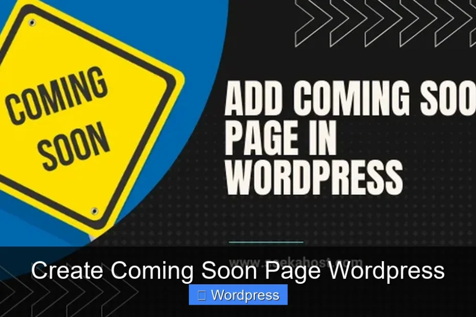 Create Coming Soon Page Wordpress