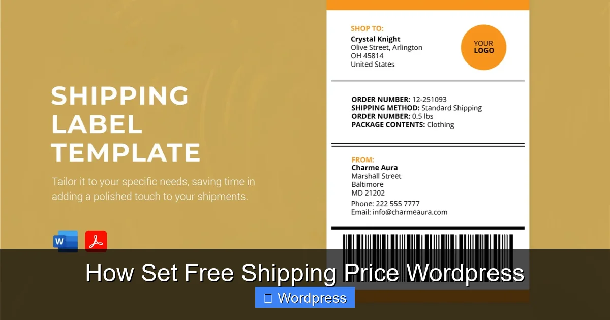 How Set Free Shipping Price WordPress