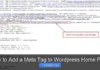 How to Add a Meta Tag to WordPress Home Page
