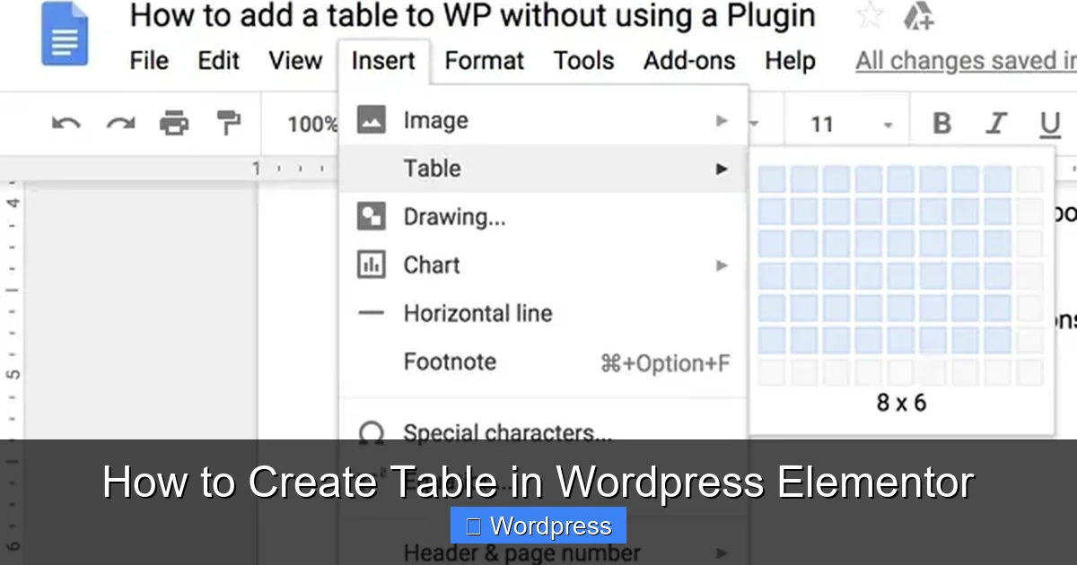 How to Create Table in WordPress Elementor