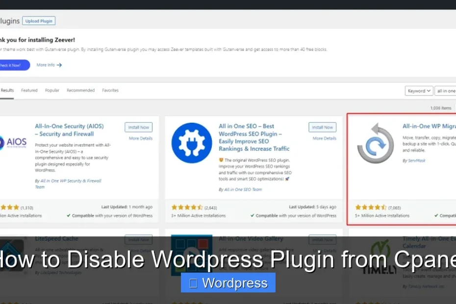 How to Disable Wordpress Plugin from Cpanel