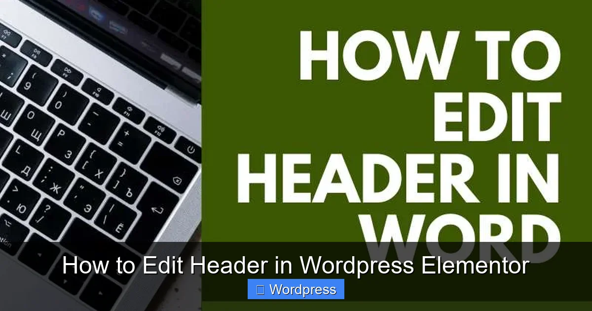 How to Edit Header in WordPress Elementor