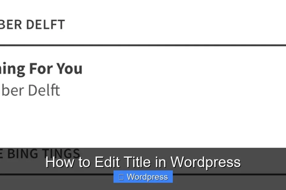 How to Edit Title in Wordpress