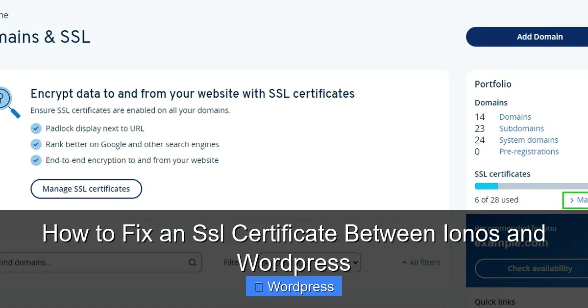 How to Fix an Ssl Certificate Between Ionos and WordPress
