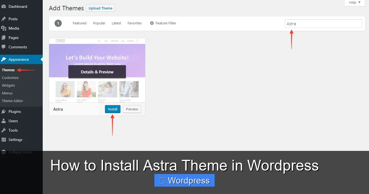 How to Install Astra Theme in WordPress