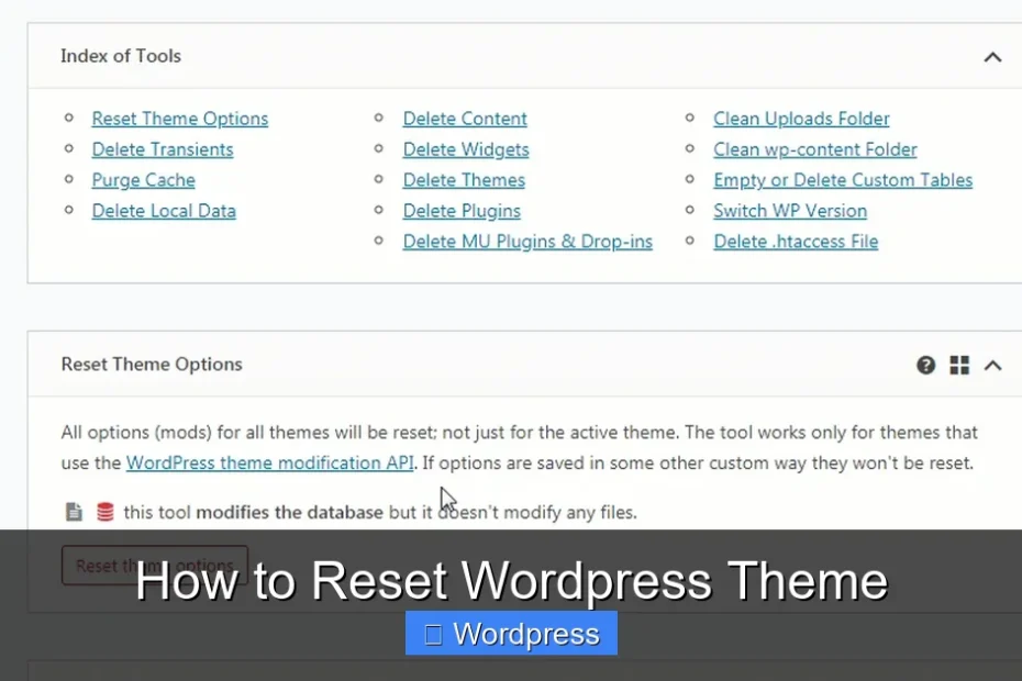How to Reset Wordpress Theme
