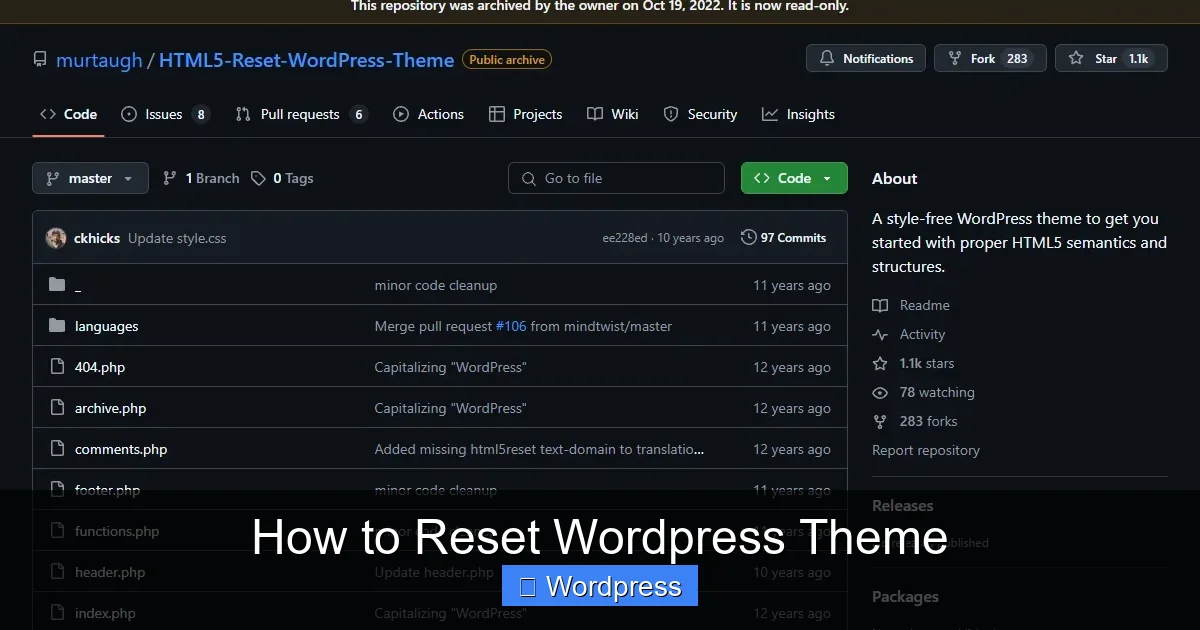 How to Reset WordPress Theme