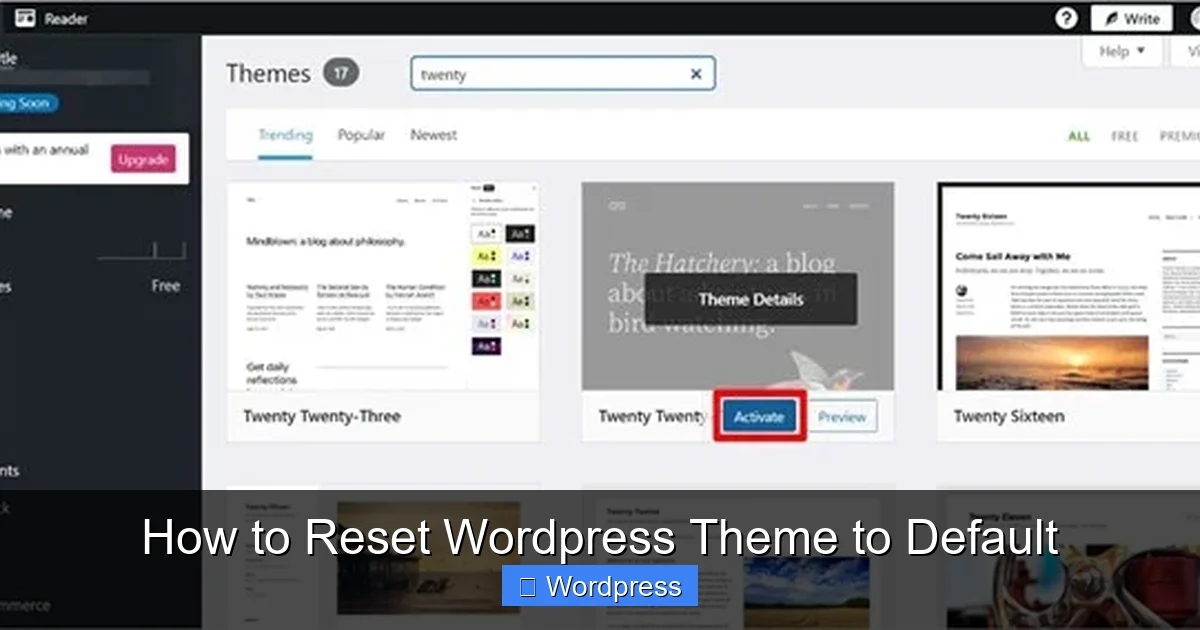 How to Reset WordPress Theme to Default
