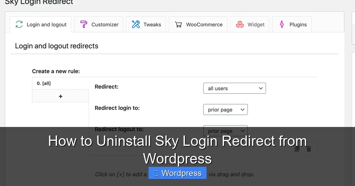 How to Uninstall Sky Login Redirect from WordPress