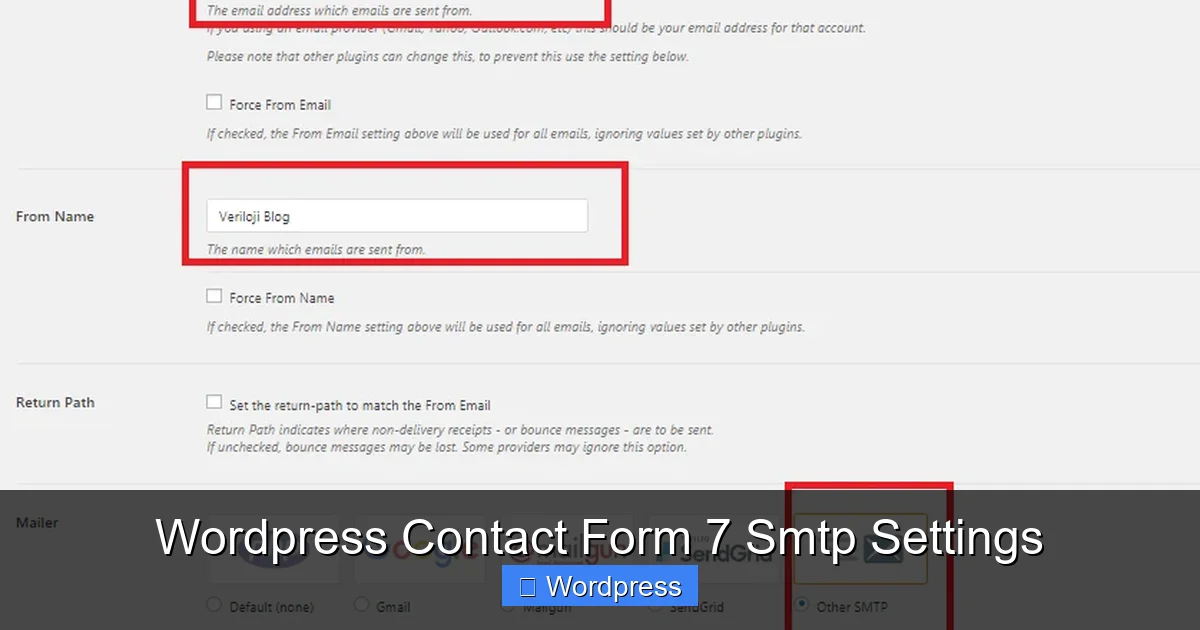 Wordpress Contact Form 7 Smtp Settings
